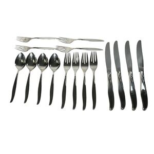 Vintage Stainless‎ Steel Flatware Set Service For 4 Dinner Spoons Forks Knives